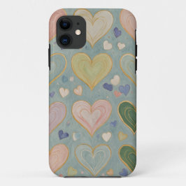 Capa Para iPhone 11 Pastel Heart Tapeçaria