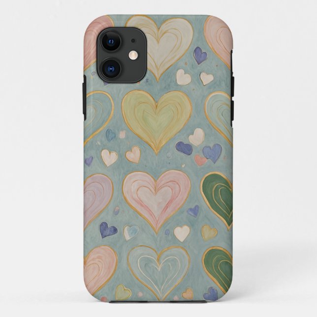 Capa Para iPhone 11 Pastel Heart Tapeçaria (Verso)