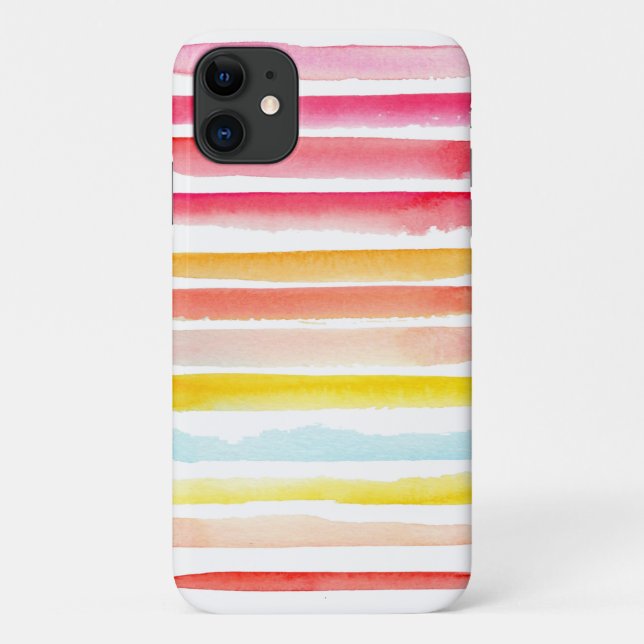 Capa Para iPhone 11 Pastel listrado de verão moderno (Verso)