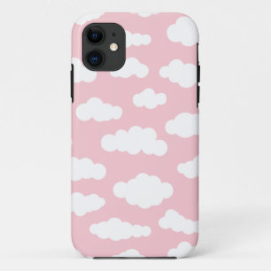 Capa Para iPhone 11 Pastel Nuvens Brancas Estéticas E Arte Rosa