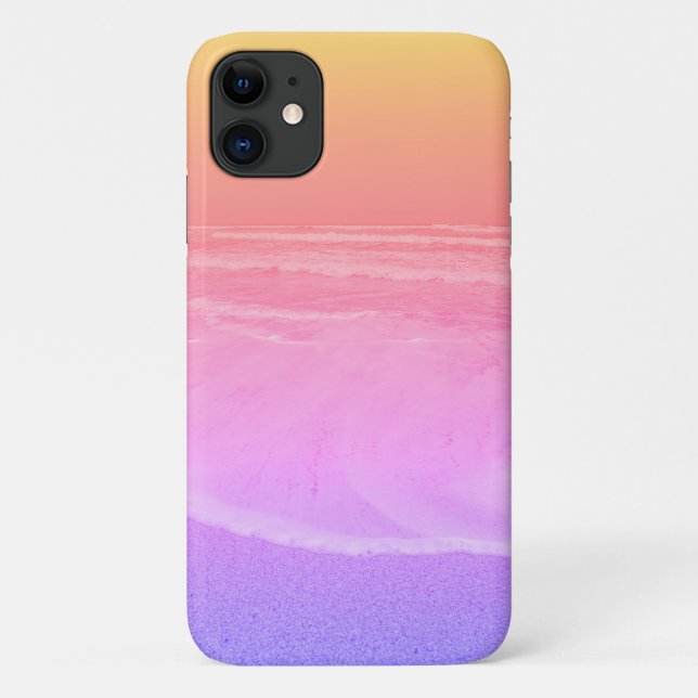 Capa Para iPhone 11 Pastel Ocean Waves Beach iPhone 11 Case (Verso)