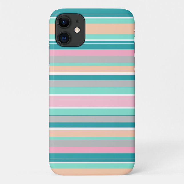Capa Para iPhone 11 Pastel Positive Vibes Stripes iPhone 11 Caso (Verso)