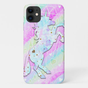 Capa Para iPhone 11 Pastel Rainbow Diamantes & Stars Magical Unicorn