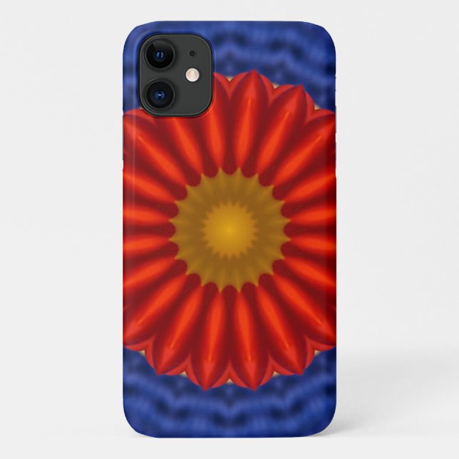 Capa Para iPhone 11 Pato no azul com caleidoscópio vermelho (Verso)