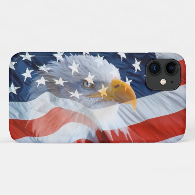 Capa Para iPhone 11 Patriótica Bald Eagle American Flag Case-Mate iPho (Verso (horizontal))