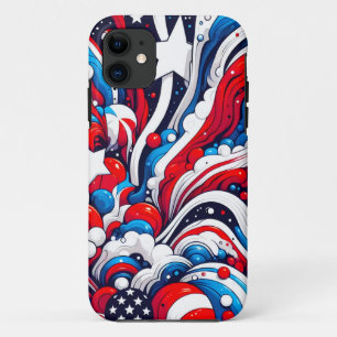 Capa Para iPhone 11 Patriótico de Bandeira Vermelha, Branca e Abstrato