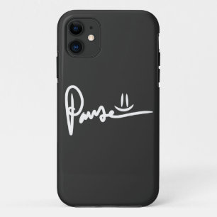 Capa Para iPhone 11 Pause a tipografia branca Emoji