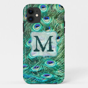 Capa Para iPhone 11 Pavão Pavão Pêssego Pêssego Monograma IPHONE 5 Cas