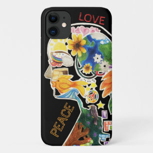 Capa Para iPhone 11 Paz e Amor Hippie Única