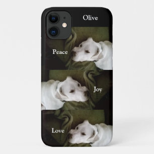 Capa Para iPhone 11 Paz, Joy, Amor, Cachorro Branco