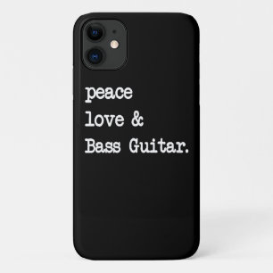 Capa Para iPhone 11 Peace Love & Bass Guitar Musico Guitaris