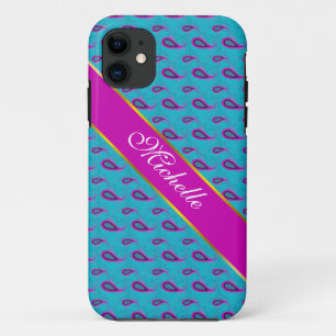 Capa Para iPhone 11 Peacock e Magenta Paisley Pattern