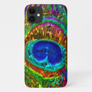 Capa Para iPhone 11 Peacock Feather Glass Art 1°