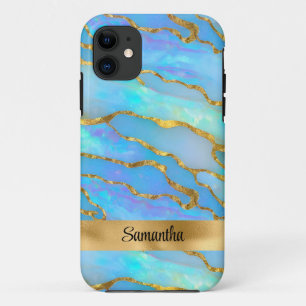 Capa Para iPhone 11 Pedra óptica Faux personalizada e Dourada