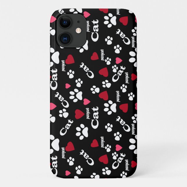 Capa Para iPhone 11 Pegadas de gato (Verso)