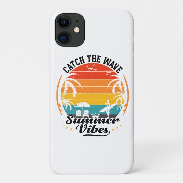 Capa Para iPhone 11 Pegue a Onda Vibrações de Verão (Verso)