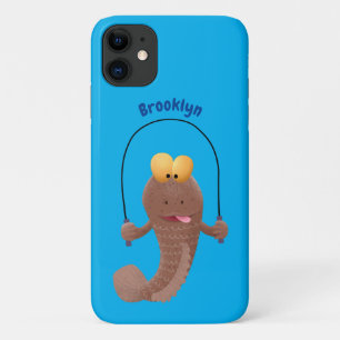 Capa Para iPhone 11 Peixe cartoon engraçado saltando de lama
