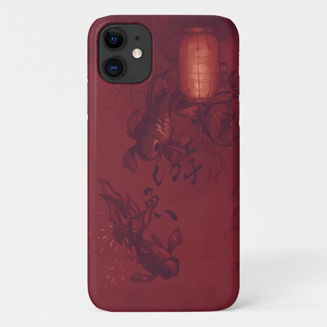 Capa Para iPhone 11 Peixe-dourado-vermelho e lanterna (Verso)