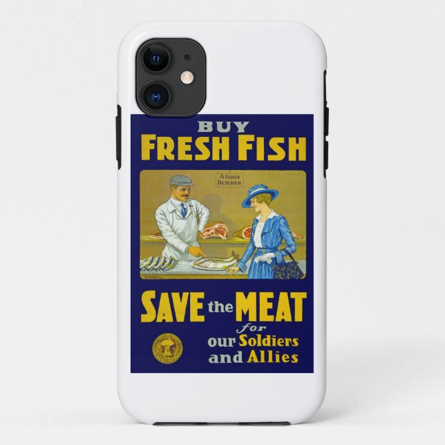 Capa Para iPhone 11 Peixe fresco comprar ~ Salve a carne (Verso)