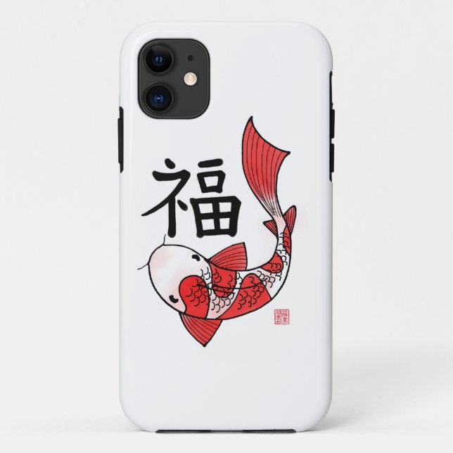 Capa Para iPhone 11 Peixe Koi com Caráter Fortune Iphone 5/5s (Verso)