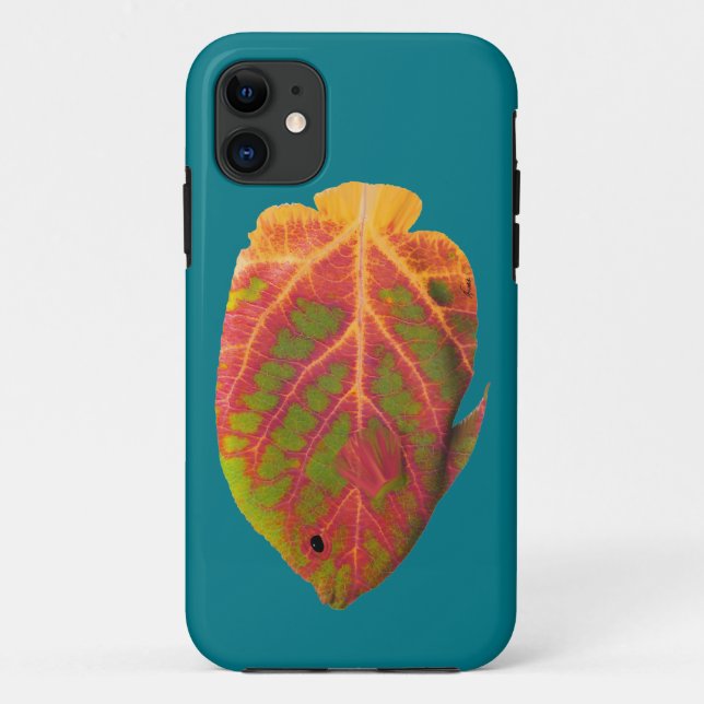 Capa Para iPhone 11 Peixe Tropical Folha de Aspen 1 (Verso)