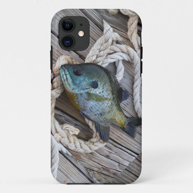 Capa Para iPhone 11 Peixes-Bluegill nas docas e cordas (Verso)