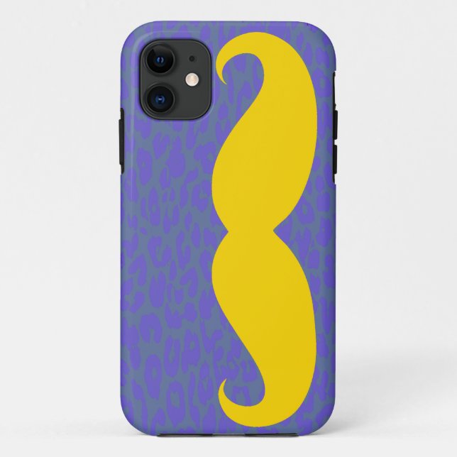 Capa Para iPhone 11 Pele Amarela E Pele-Leopardo Azul (Verso)