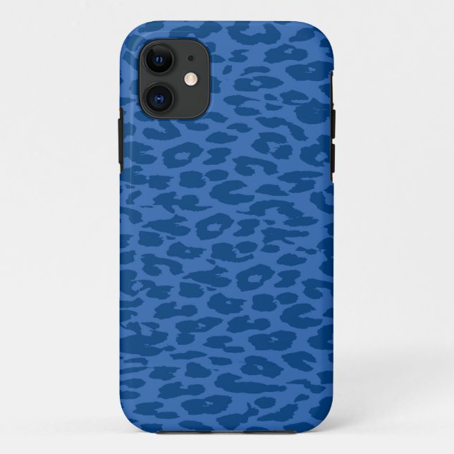 Capa Para iPhone 11 Pele de impressão leopardo azul profundo (Verso)