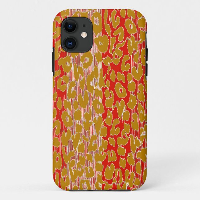 Capa Para iPhone 11 Pele de Impressão Leopardo com faixas de safra (Verso)