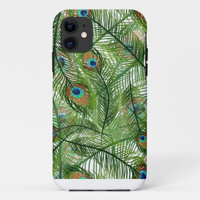 Capa Para iPhone 11 Penas de peacock (Verso)