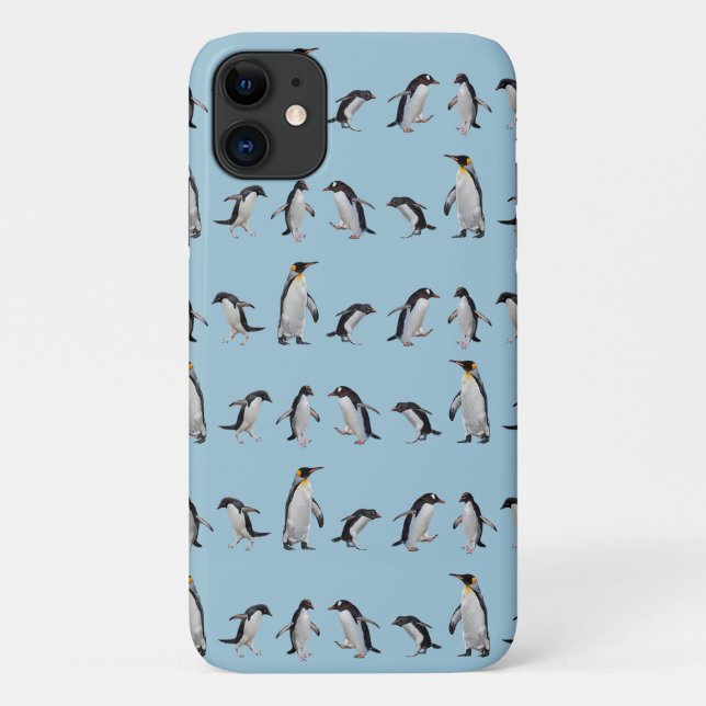 Capa para iPhone 11 Penguin Party (Azul Claro) (Verso)