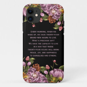 Capa Para iPhone 11 Peônia cor-de-rosa personalizada feminino floral