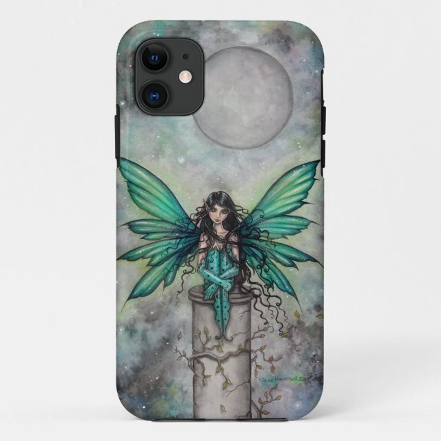 Capa Para iPhone 11 Pequena Arte Fantástica Fae Gótica Verde Fada (Verso)