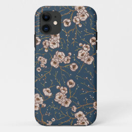 Capa Para iPhone 11 Pequenas flores padrão azul claro