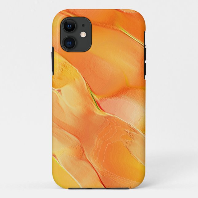 Capa Para iPhone 11 Pequeno esculpido em amarelo e muito laranja (Verso)