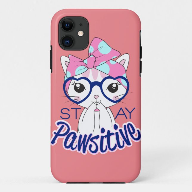 Capa Para iPhone 11 Permaneça Pawsitivo (Verso)