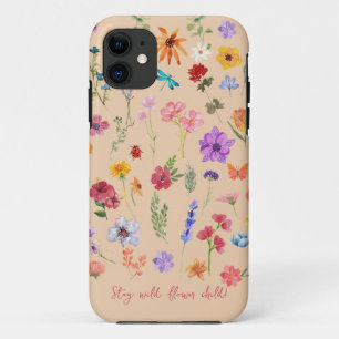 Capa Para iPhone 11 Permaneça Selvagem Flor Criança Abraça Natureza