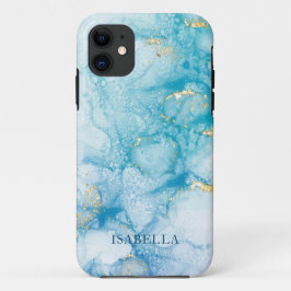 Capa Para iPhone 11 Personalização da Dourada Cor Azul
