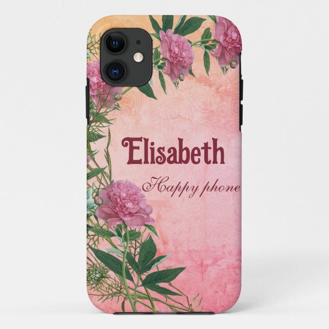Capa Para iPhone 11 Personalizada pénia floral rústica tematizada pers (Verso)