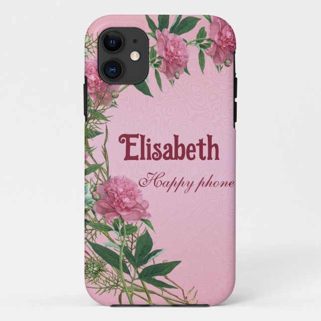 Capa Para iPhone 11 Personalizada pénia floral rústica tematizada pers (Verso)