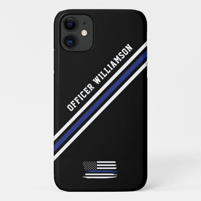 Capa Para iPhone 11 Personalizado da Polícia de Linha Azul Minúscula M (Verso)