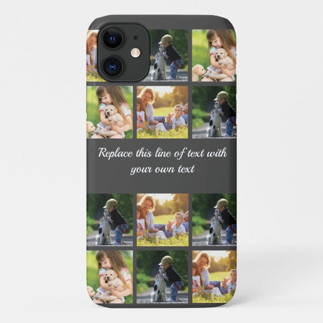Capa Para iPhone 11 Personalizar colagem e texto de fotos (Verso)