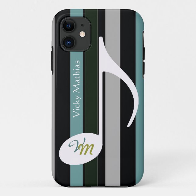 Capa Para iPhone 11 personalizar faixas de notas musicais (Verso)