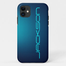 Capa Para iPhone 11 Personalizar fibra de carbono azul padronizada