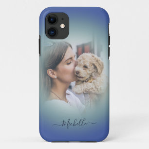 Capa Para iPhone 11 Personalizar Moderno Um Foto Azul    GradientiPhon