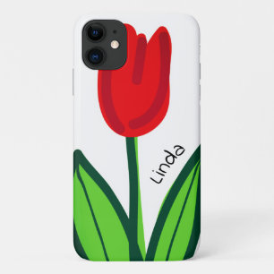 Capa Para iPhone 11 Personalizar o belo desenho de tulipas vermelhas