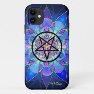 Capa Para iPhone 11 Personalizar Pentagrama Adicionar Nome Mães Azul 