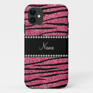 Capa Para iPhone 11 Personalize as listras cor-de-rosa conhecidas da