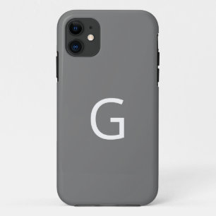 Capa Para iPhone 11 Personalize Seu Monograma, Branco no Cinza