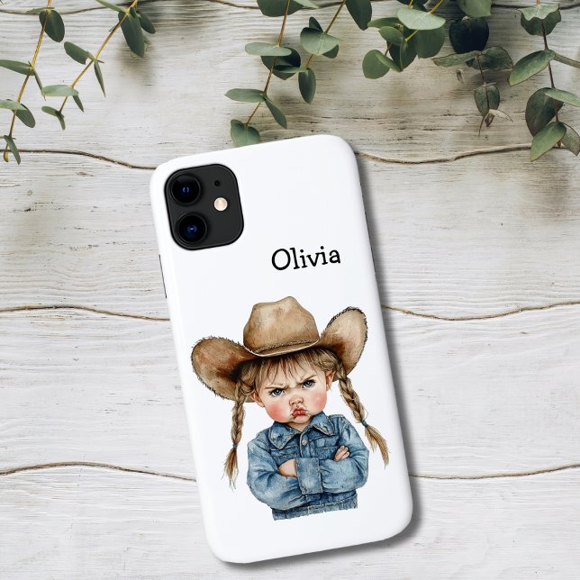 Capa Para iPhone 11 Personalized Grumpy Cowgirl in Denim Jacket (Criador carregado)
